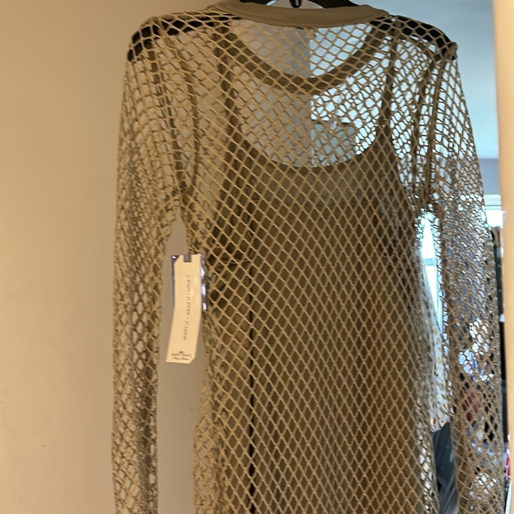 NWT Almost Famous Gold shimmer mesh dress